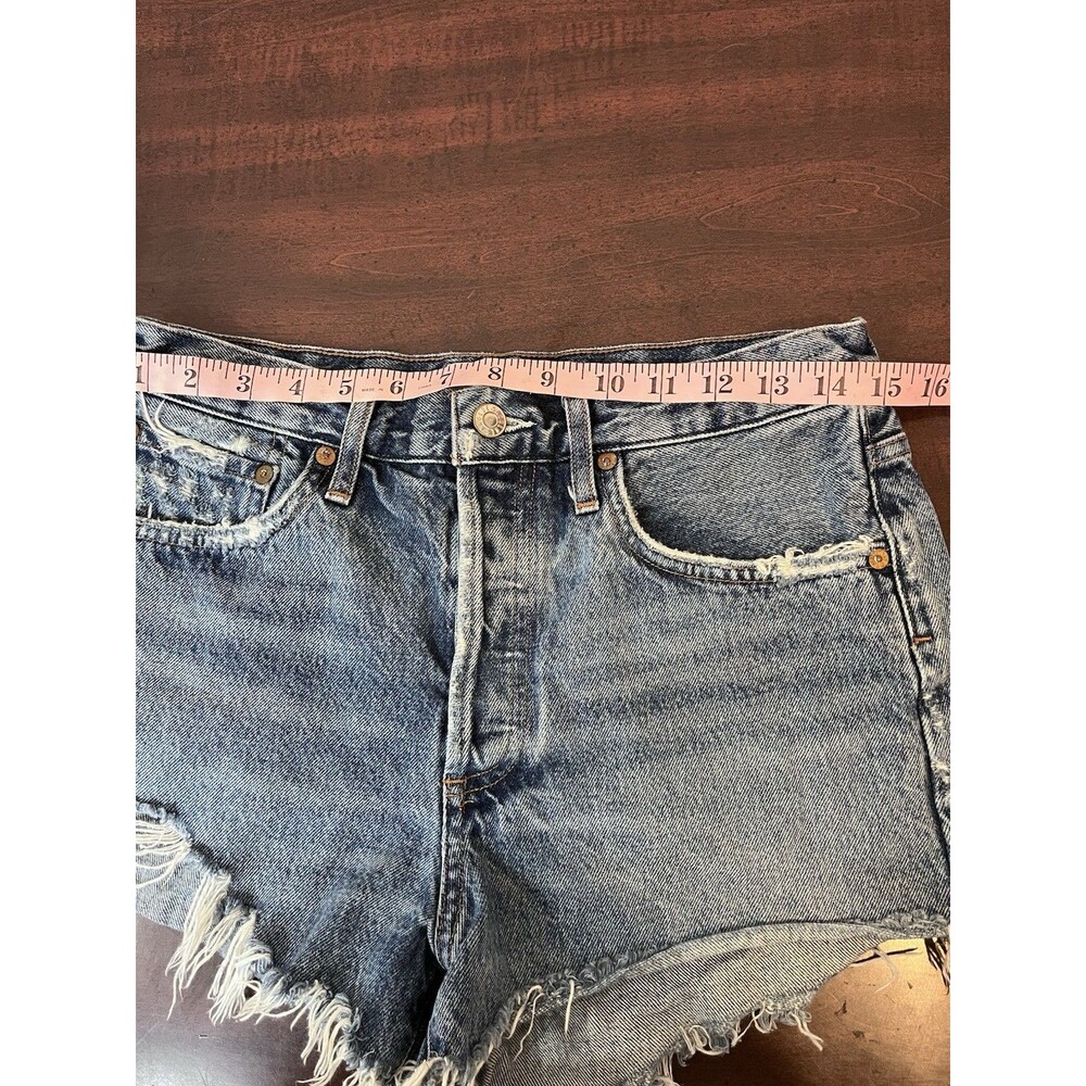 Agolde Women's High Rise Denim Short Distressed Size 27 100% Cotton - Picture 4 of 8